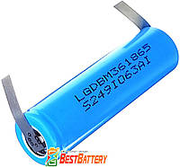 Аккумулятор 18650 LG INR18650 M36 3600 mAh Li-ion 3.7В (4.2В) 10A Solder Tags. С лепестками под пайку.