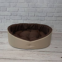 Лежак для собак і котів бежевий з коричневим, фото 4