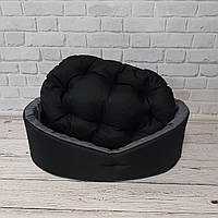 Будиночок лежак, лежанка для тварин чорний/сірий, фото 5