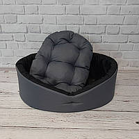 Лежак для собак і котів сірий/чорний, фото 2