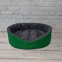 Лежак двосторонній для собак і котів зелений/сірий, фото 4