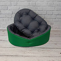 Лежак двосторонній для собак і котів зелений/сірий, фото 5