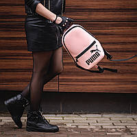 Розовый женский небольшой рюкзак Puma, пума. Кожзам, фото 4