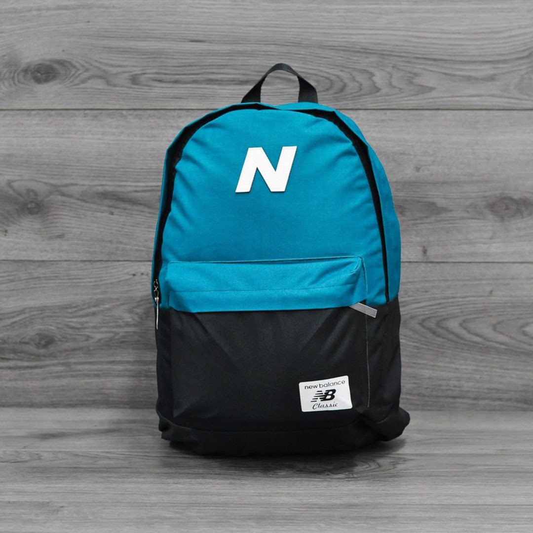 Молодежный городской, спортивный рюкзак, портфель New Balance, нью бэланс. Голубой с черным