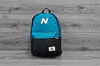 Молодежный городской, спортивный рюкзак, портфель New Balance, нью бэланс. Голубой с черным, фото 2