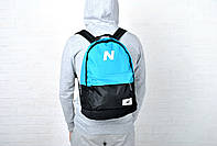 Молодежный городской, спортивный рюкзак, портфель New Balance, нью бэланс. Голубой с черным, фото 6