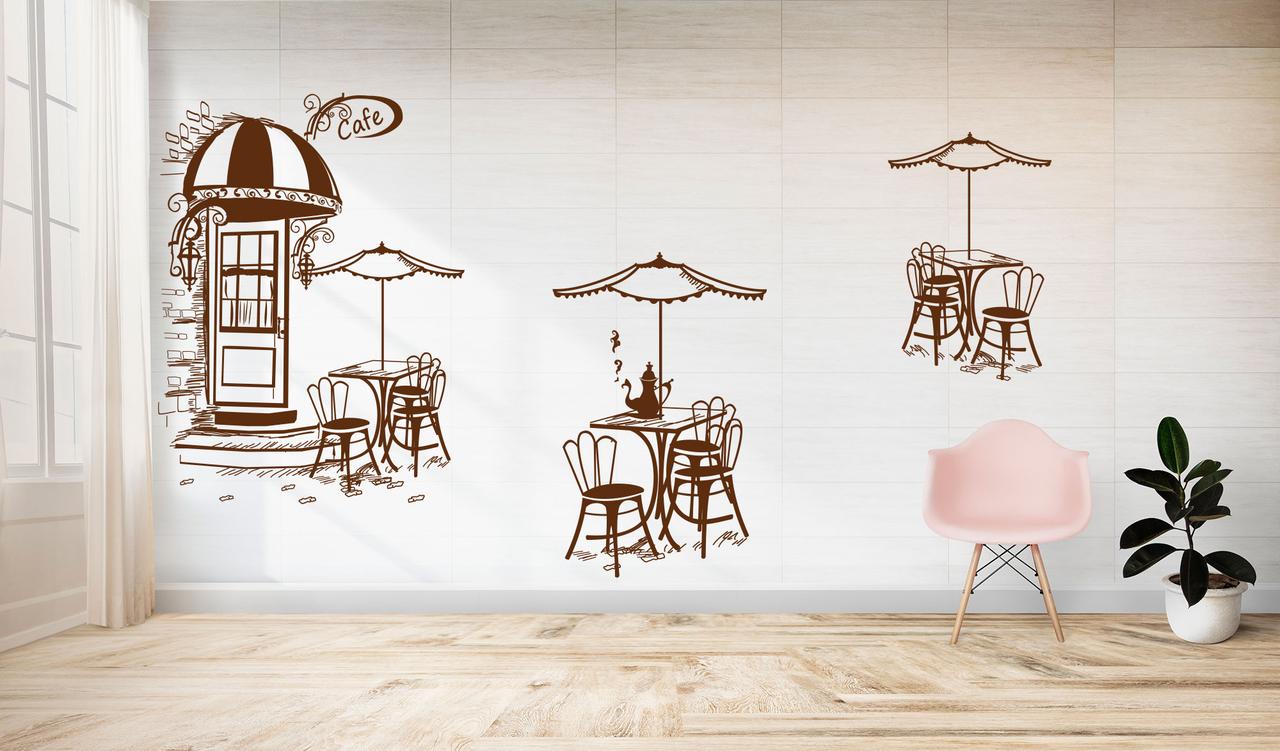 Інтер'єрна наклейка декор кав'ярні Казкова кав'ярня (стікер столики кавник кавовий декор кави) матова, фото 1