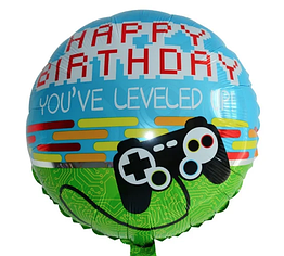 Фольгована Куля Кругла Happy Birthday джойстик майнкрафт 45см