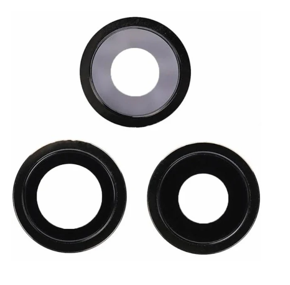 Скло камери для iPhone Pro 12, чорне Graphite + кільце, комплект 3 шт.