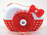 Генератор мильних бульбашок фотокамера, колір червоний, з ремінцем і запасками, фото 3