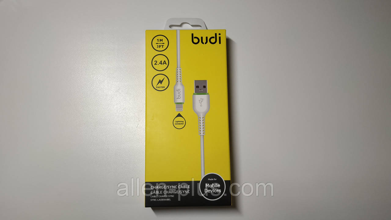Кабель iPhone/iPad Budi cable lightning, 1м, white, фото 1