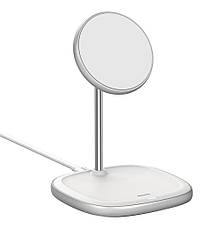 Підставка для телефона бездротова зарядка під MagSafe Baseus для iPhone 12 13 14 Білий (WXSW-02), фото 4