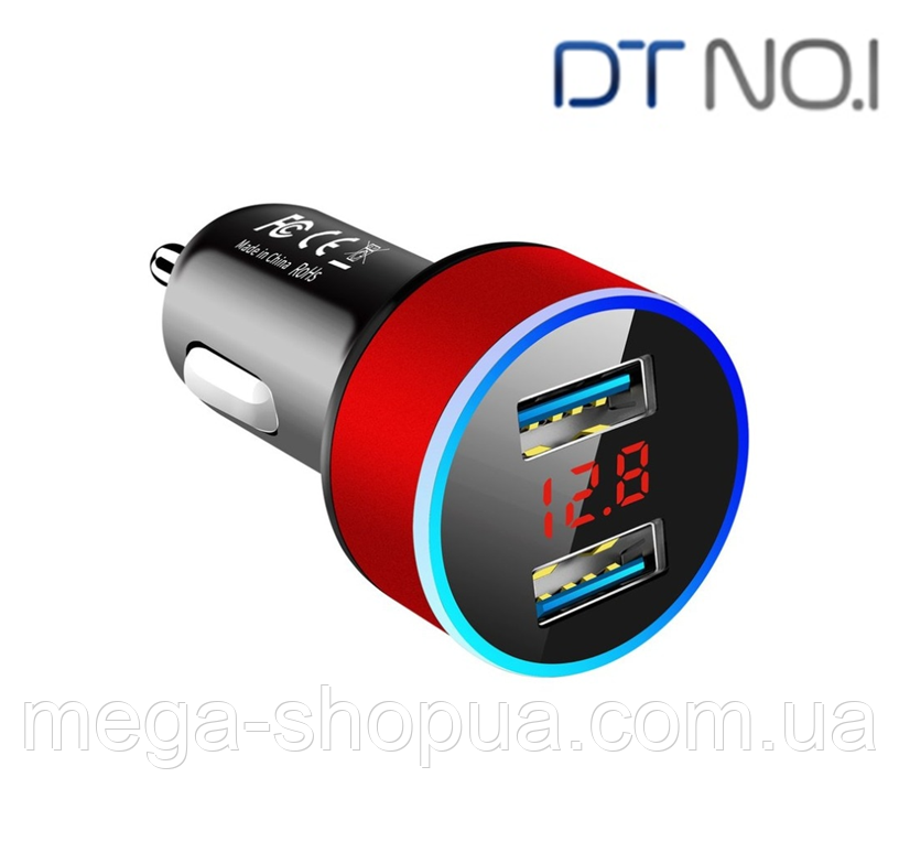 Автомобільний зарядний пристрій 2 USB порту DT-1R. Зарядка в машину від прикурювача для телефону смартфона