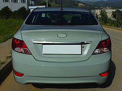 Накладка над номером (нерж.) OmsaLine - Італійська нержавійка для Hyundai Accent 2011-2017 рр