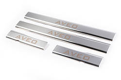 Накладки на внутрішні пороги Carmos V1 (4 шт, нерж.) для Chevrolet Aveo T250 2005-2011 рр