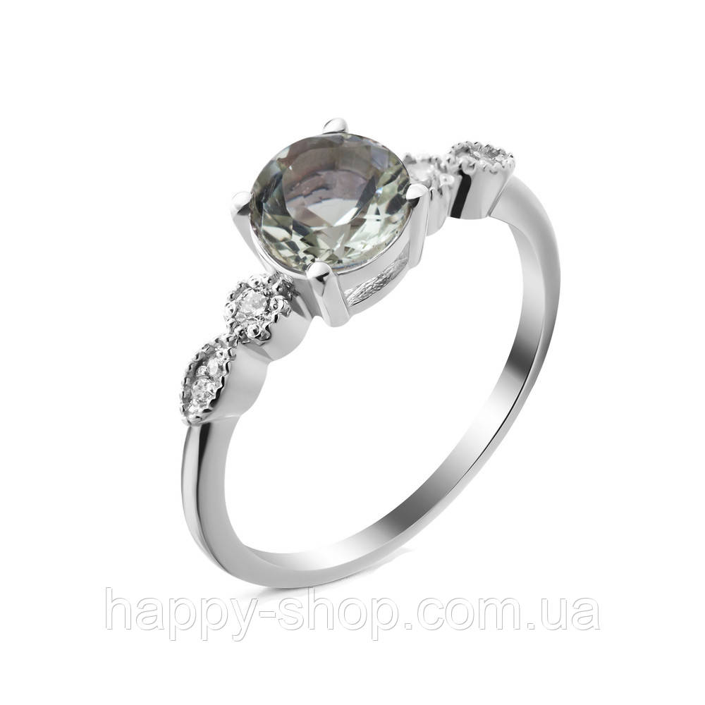 Серебряное кольцо с зеленым кварцем 100-6410 размер:18;