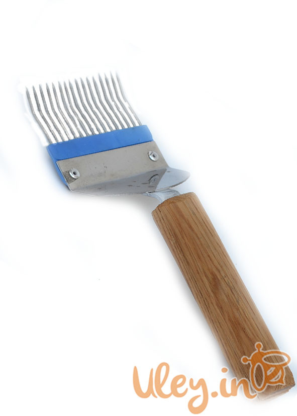 Вилка пасічна з нержав. сталі з пластмасовою вставкою з гнутою голкою нержавійка, фото 1