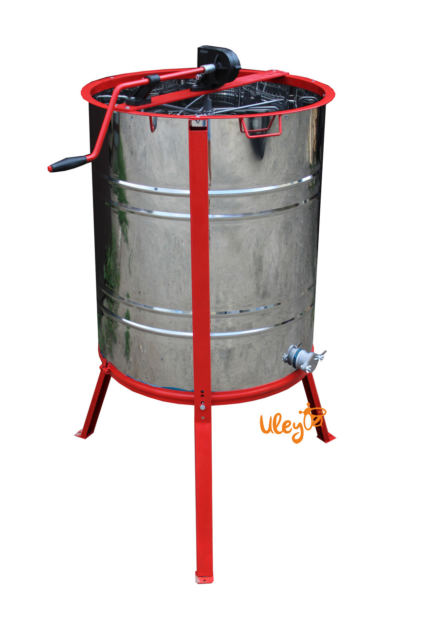 Нержавіюча медогонка з поворотом касет 4-х рамкову, касета зварна (пофарбована порошковою фарбою). З ПОДСТА, фото 1