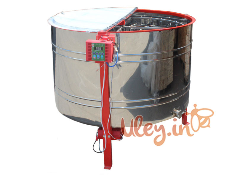 16-ти рамкова «ЄВРО» Медогонка з поворотом касет, нержавіюча (ротор Н/Ж, з кришкою) під рамку «ДАДАН» РЕМ, фото 1