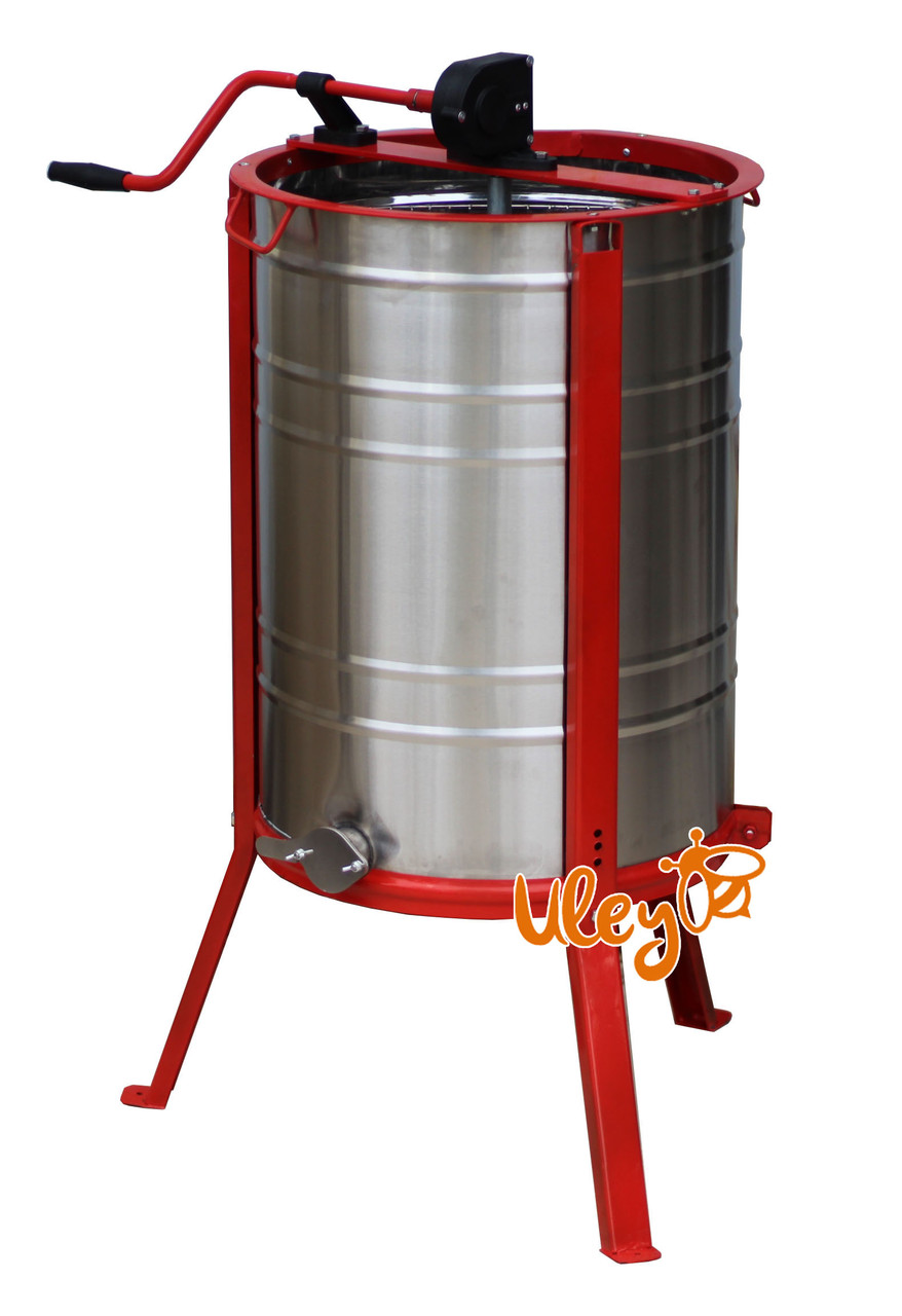 Медогонка 3-х Рамкову. Нержавіюча, НЕ поворотна Касети Нержавіючі. Ротор Нержавіючий. З підставкою, фото 1