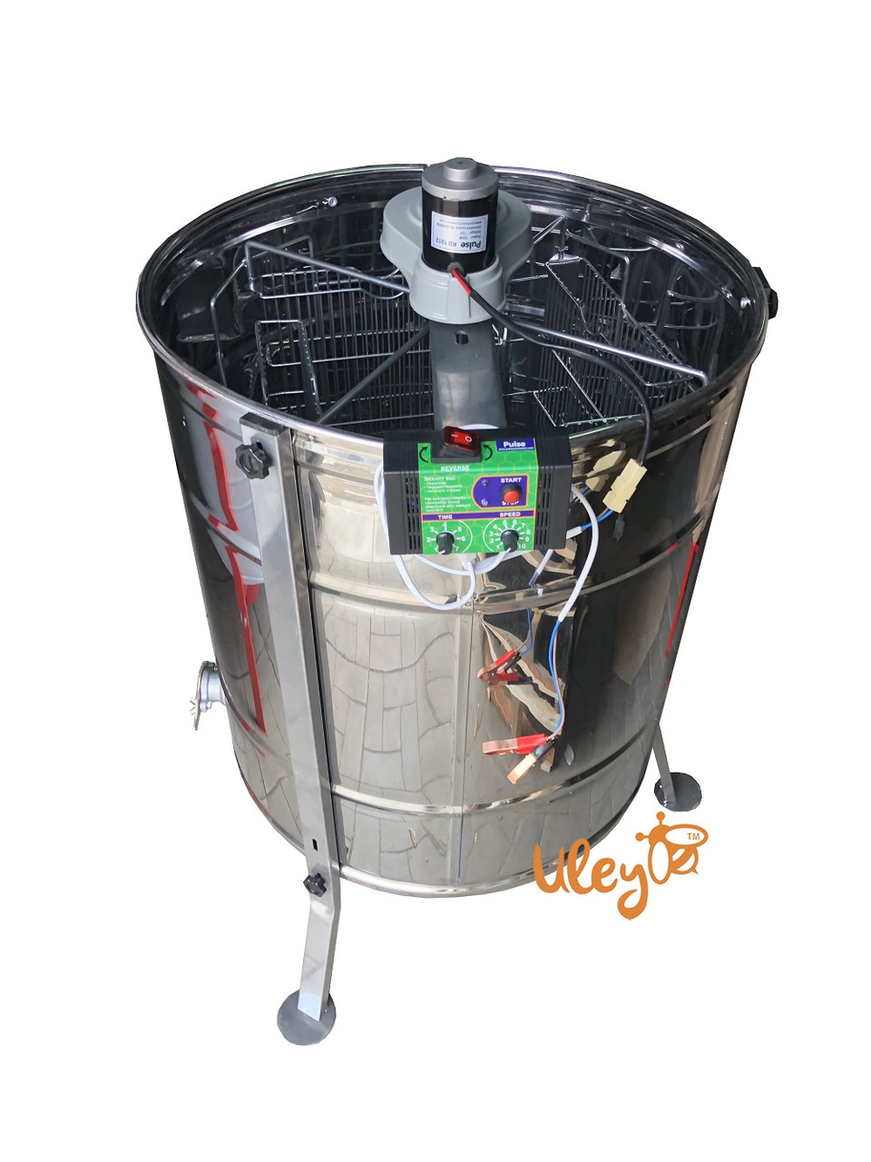 Нержавіюча медогонка 4-х рамкову, поворотна. Ремінний привід. З ПІДСТАВКОЮ. З ЕЛЕКТРОПРИВОДОМ "Pulse", фото 1