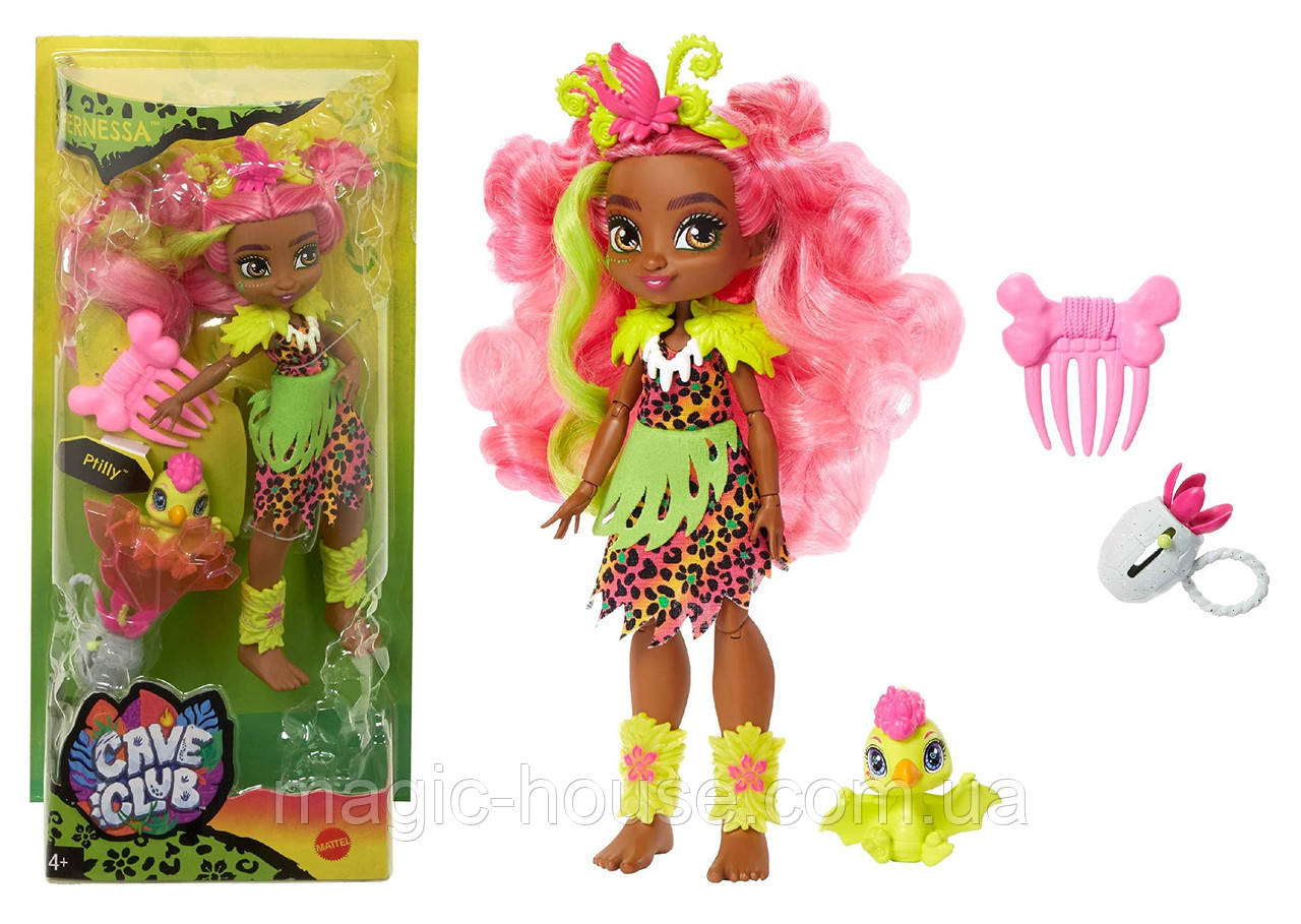 Лялька Фернесса і Птилли птеродактиль Печерний клуб 25 см Cave Club Fernessa Doll Mattel