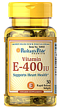 Вітамін Е Puritan's Pride Vitamin E 400 IU 50 гелієвих капсул Е -180 mg (400 IU), фото 4