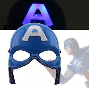Маска Капітан Америка з підсвічуванням. Дитяча пластикова маска Captain America. Косплей Месники. Маска Стіва, фото 2