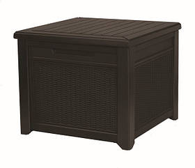 Садова скриня CUBE RATTAN 208 л пластикова скринька для зберігання речей, стіл - скриня, коричнева