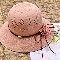 Шляпа соломенная женская с резинкой 57см розовая