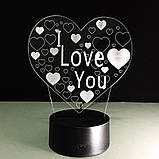 3D Світильник, "I LOVE YOU", Оригінальний подарунок подрузі на день народження, Подарунок на день народження жінці, фото 9