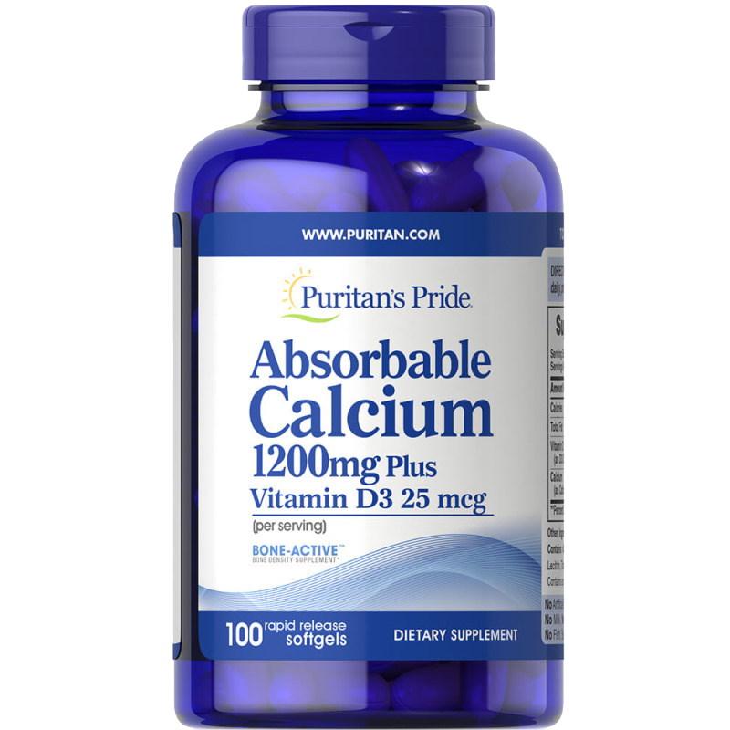Вітаміни та мінерали Puritan's Pride Absorbable Calcium with Vitamin D, 100 капсул