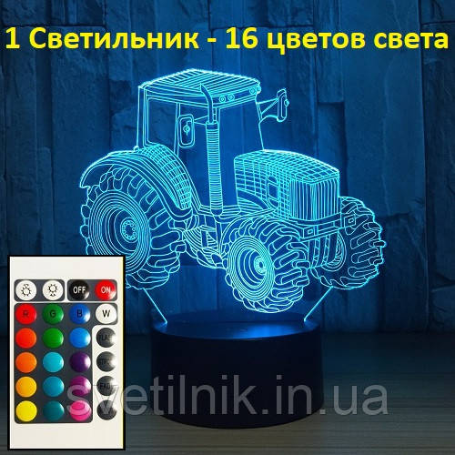 3D Світильник, "Трактор", Подарунок дитині на новий рік, Подарунки до нового року дітям, Дітям на новий рік