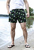 Чоловічі шорти літні Купальні пляжні Breeze з принтом Листя чорні із зеленим Розміри: S - 3XL, фото 4