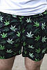 Чоловічі шорти літні Купальні пляжні Breeze з принтом Листя чорні із зеленим Розміри: S - 3XL, фото 2