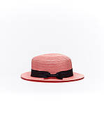 Жіночий капелюх канотьє з модним бантом 56 Рожевий 10009
