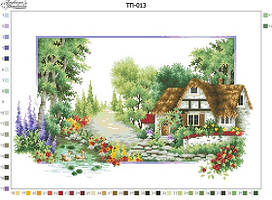 Пейзаж Літо ТП-013 Барвиста Вишиванка  Заготовка для вишивання бісером картина 52x37см