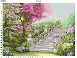 Схема Пейзаж  Сходи ТП-007 на тканині для вишивання картина (Барвиста Вишиванка)