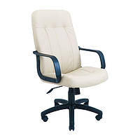 Офисное мягкое кресло руководителя Бордо белый ,на колесах пластик