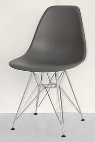 Стілець Nik Chrom ML сірий 21 на хромованих ніжках, дизайн Eames DSR Eiffel Leg