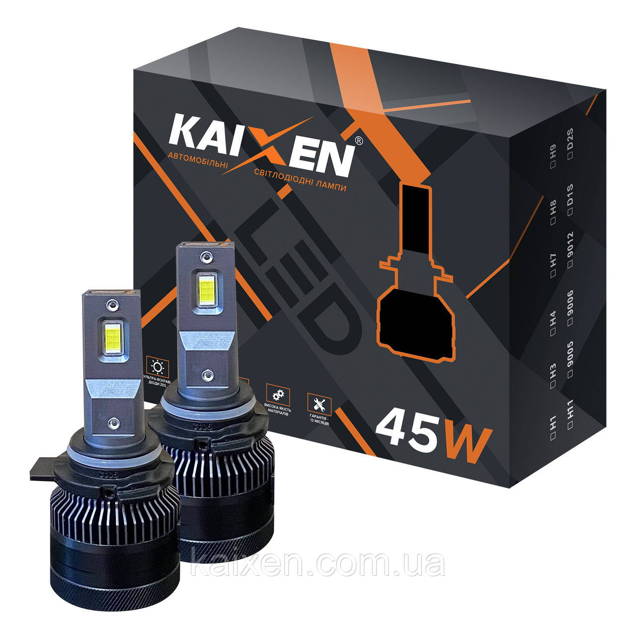 Автомобільні лампи LED HIR2/9012 KAIXEN K7 (45W-6000K-CANBUS)