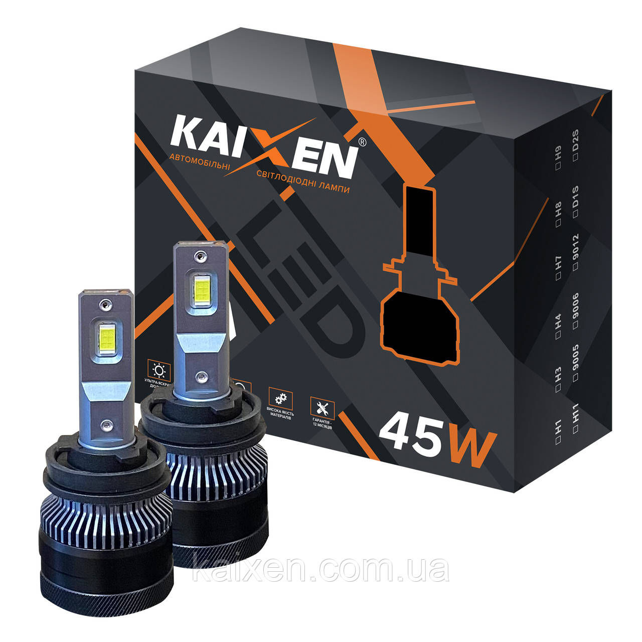 Автомобільні лампи LED H11 KAIXEN K7 (45W-6000K-CANBUS)