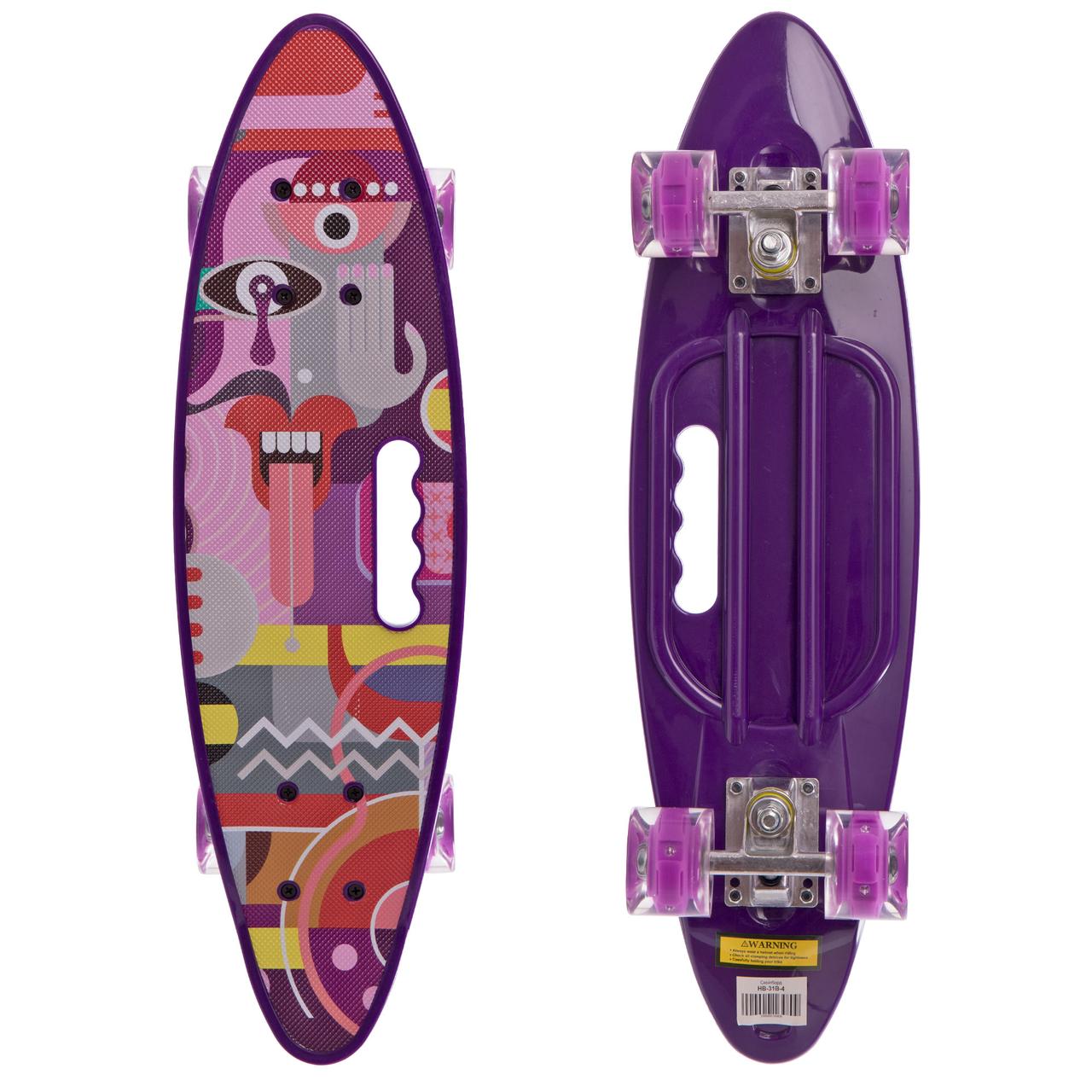 Пенні борд Penny Board круїзер пластиковий з ручкою і світними колесами 24" HB-31B-4