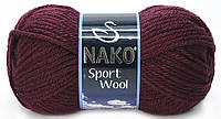 Пряжа Nako Sport Wool № 3718 (Нако Спорт вул) Шерсть Акрил Темно-бордовый