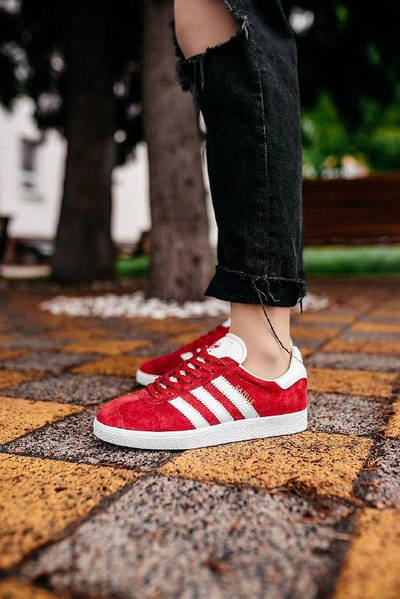Adidas Gazelle Red Scarlet White Gold Metallic BOSSCROSS