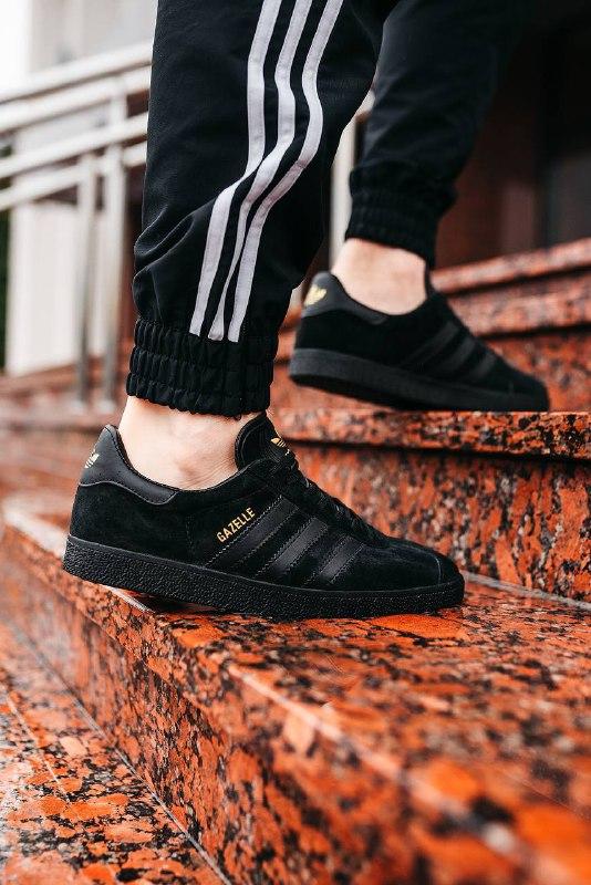 Adidas gazelle sales triple black suede