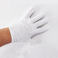Рукавички білі бавовняні. Для офіціантів, барменів, круп'є тощо.
