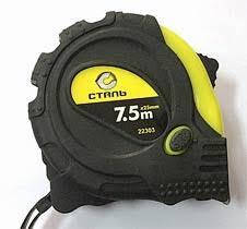 Рулетка вимірювальна 7.5мх25мм, прогумовані вставки, 3 стопа, Сталь (38317) (22204)