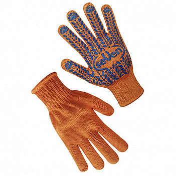 Рукавички seVen робочі трикотажні помаранчеві з ПВХ крапкою 71062 75612 (69335)(69884), фото 1