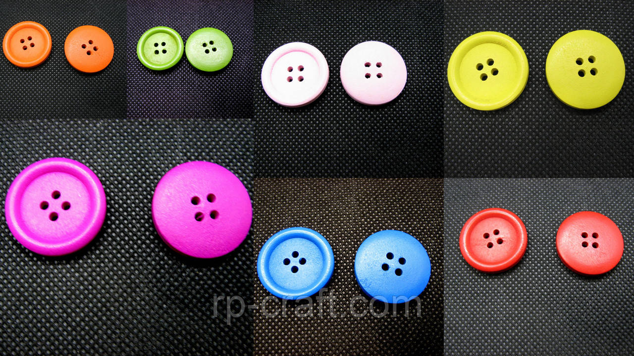 Гудзик дерев'яний, круглий, 25 мм, фото 1